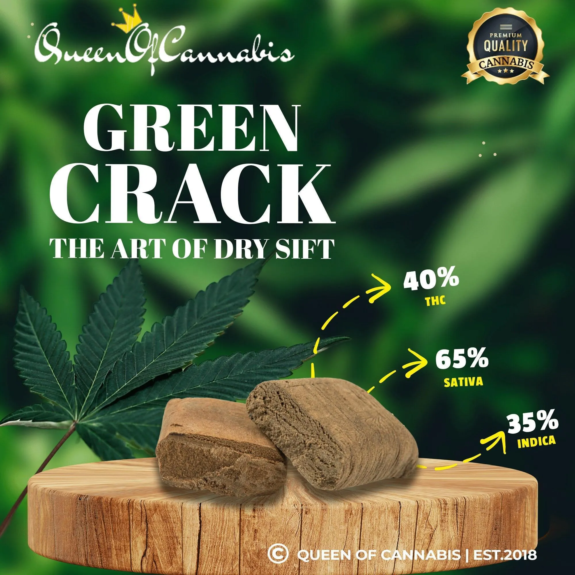 Green Crack Dry Sift Hash (40% THC)