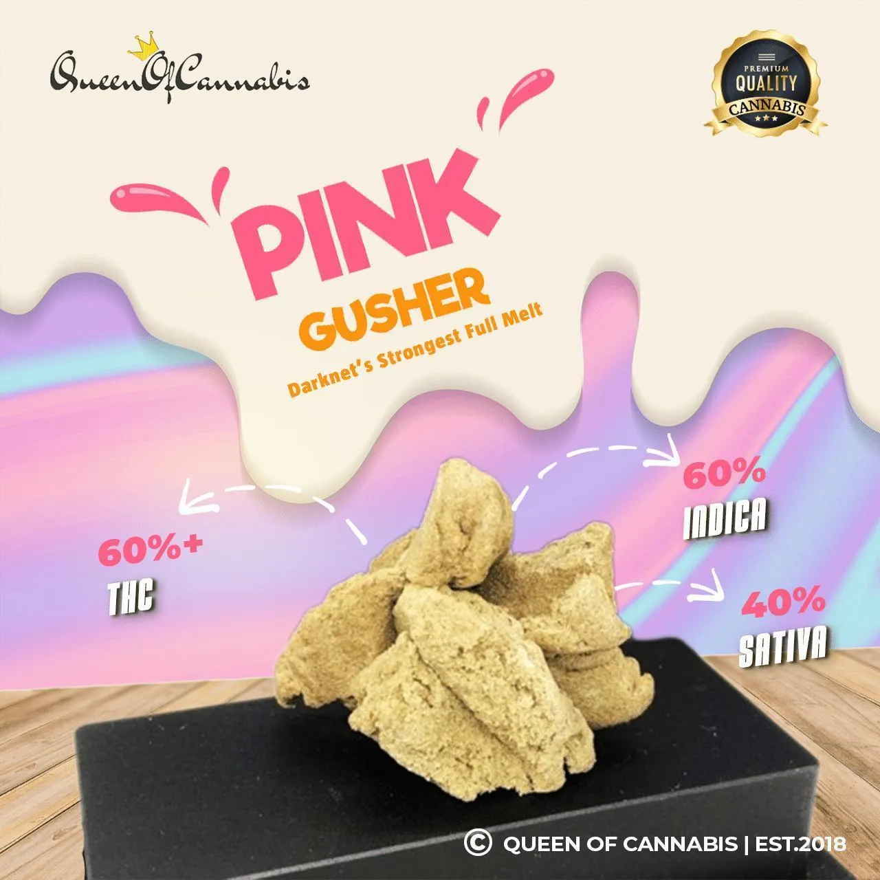 Pink Gusher Static Hash (60% THC)