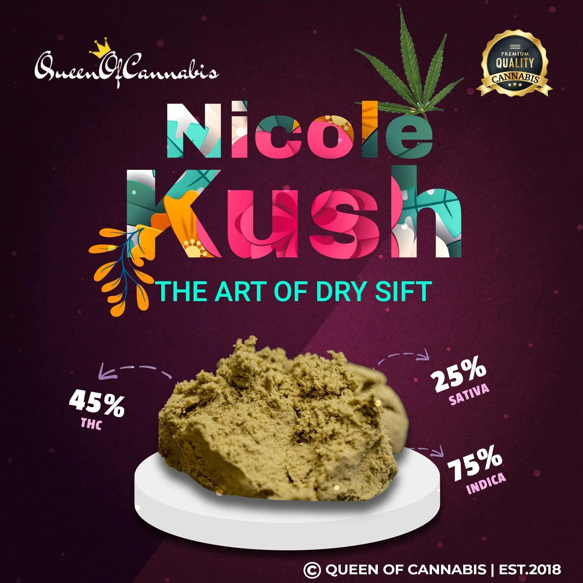 Nicole Kush Dry Sift Hash (40% THC)